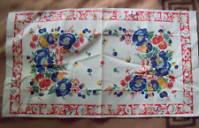 1930's/40's Vintage Cotton Material Vibrant Floral Inspired Pattern Dish Cloth picture