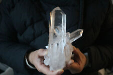 595g Natural Beautiful Clear Quartz Crystal Cluster Tibetan Specimen Healing picture