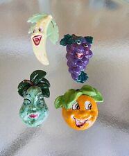 Vintage 1960s Anthropomorphic Glazed 3D Fruit Chalkware Wall Hangings Set Of 4 picture