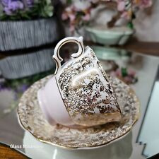 Colclough Genuine Bone China Vintage Teacup And Saucer Pink White Gold England picture
