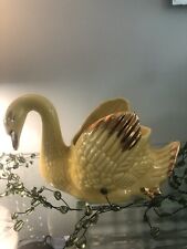 Vintage Yellow Swan Planter With 22K Gold Accents 1950’s Ceramic picture