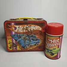 VINTAGE 1969 HOT WHEELS Redline THERMOS Metal Lunch Box W/ Thermos, LUNCHBOX picture