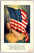 Patriotic Postcard American Flag Held by Hand from United States  1918 picture