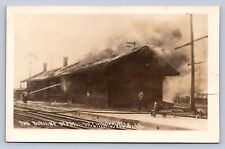 J96/ Mechanicsville Iowa RPPC Postcard c10 Railroad Depot Disaster Fire 344 picture