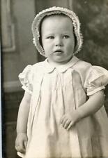 B801-6 BEAUTIFUL BABY IN SWEET BONNET puffy sleeves little dress Early 1900's picture
