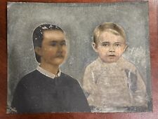 Vintage Antique Old Metal Mother / Son Photo picture