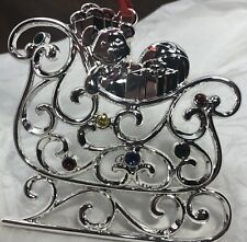 Lenox Sparkle Scroll Sleigh Jeweled Silver Plate Christmas Ornament Excellent picture
