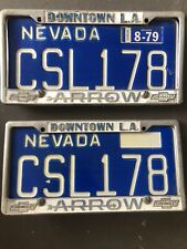 Pair Of Nevada License Plates 1979 With Vintage Brackets picture