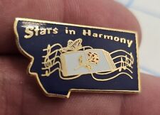 VTG Lapel Pinback Hat Pin Gold Tone Stars In Harmony Music Red Rose  picture