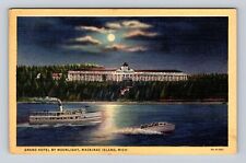 Mackinac Island MI-Michigan, Grand Hotel By Moonlight, Antique Vintage Postcard picture