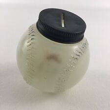 Vintage Glass Baseball Coin Bank Sports Change Holder Collectible Screw Cap picture