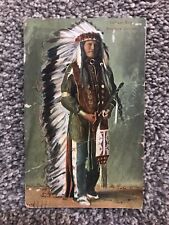 Antique Litho-Chrome Yellow Boy Araphoe Indian Native American Postcard picture