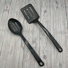 Vintage Ultratemp Black Serrated Slotted Spatula & Spoon Robinson Knife FLAWS picture