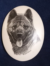 Vintage Earl Sherwin Dog Art - Akita painted on plaster picture