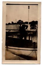 OH Ohio PIB Put In Bay Man Boat Dock Scene Vintage Snapshot Photo picture