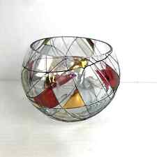 Partylite Mosaic Calypso Tealight Votive Candle Stained Glass Hurricane BowlNEW+ picture