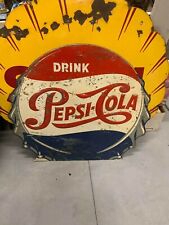 Vintage 100% Original Pepsi Cola Bottle Cap Metal Sign SODA GAS OIL picture