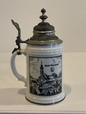 Vintage german ceramic beer stein white And Gray picture