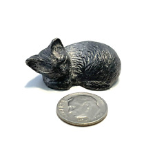 Miniature Pewter Sleeping Kitty Cat Figurine 1/2” Tall picture