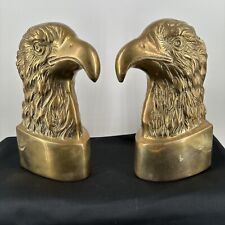Bookends Vintage Brass Eagle Head Set Of 2 Nine Inches Tall 6+ Pounds Each picture