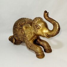Vintage Handmade Beautiful Ethnic Indian Kneeling Brass Elephant Figurine picture