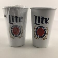 Miller Lite Fine Pilsner Beer Aluminum Cup Set Drinkware Ohio Brewed Collectible picture