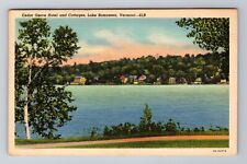 Lake Bomoseen VT-Vermont, Cedar Grove Hotel, Cottages, Vintage c1944 Postcard picture