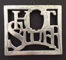 Trivet Hot Plates Humor HOT STUFF Vintage Stainless Steel COMICAL CHEF GIFT picture