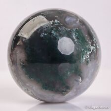 439g 69mm Natural Green Moss Agate Crystal Geode Sphere Quartz Healing Ball picture