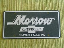 Vintage Morrow Chevrolet DEALER License Plate Beaver Falls Pennsylvania PA Tag picture