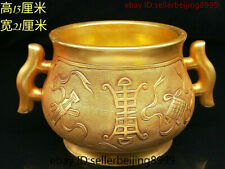Collect Old China Palace Purple Bronze 24K Gold Statue Incense Burner Censer 321 picture
