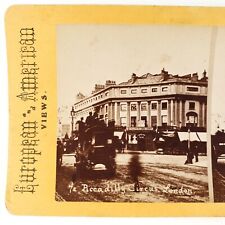 Piccadilly Circus Horse Bus Stereoview c1890 Westminster London Street UK A1806 picture