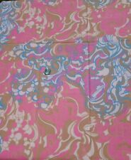 1960s 1970s Vtg Fabric Hot Pink Blue Brown Paint Swirl Design Groovy 64