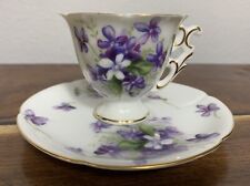 Vintage Demitasse Cup  Saucer Occupied Japan Rosetti Spring Violets Hand Painted picture