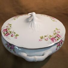 Antique 1904+ K.T. & K. Co. Semi-Vitreous Tureen - Footed, Pink & White Floral picture