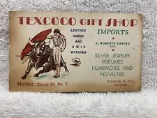 1950s 1960s Texcoco Gift Shop Imports Leather Goods Tijuana Mexico Business Card picture