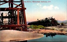 Vtg Bakersfield California CA Oil Cars Shipping Station Railroad 1910s Postcard picture