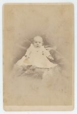 Antique c1880s Cabinet Card Adorable Baby Named Carlton Lockhart Brooklyn, NY picture
