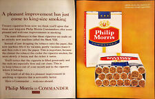 1960 2 PAGE AD Philip Morris Commander Cigarettes Vintage Print Ad No Filters picture