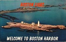 Lighthouse Boston Light Welcome c1965 Harbor 4c Lincoln Stamp Postcard Vintage picture