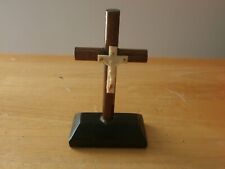 Vintage handmade wooden crucifix cross stand from 1950's-see description picture