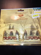 Christmas Streets Collection Village Mini Trees Flocked Snow Tree Ledge Holiday picture