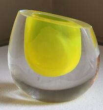 Global Views Color Drop Vase Lemon Color Art Glass Poland Label picture