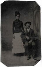 Beautiful Tintype Photograph showing a young Couple Husband and Wife picture