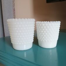 2 Vintage White Milk Glass Hobnail Votive Tealight Candle Toothpick Holders picture