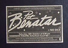 Pat Benatar We Live For Love Era 1980 Mini Poster Type Concert Ad, Promo Advert picture