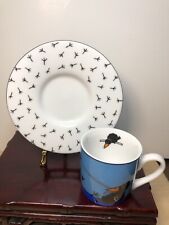 KONITZ Set Of 6 Espresso Cup & Saucer Crow on Blue picture