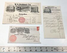lot early 20th c. 1905 billheads & envelope W.H. BLODGET CO. worcester, ma FRUIT picture
