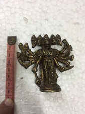 OLD BRASS METAL STATUE LORD HANUMAN FIVE FACE INDIA HINDU MONKEY GOD Wt 125gms picture