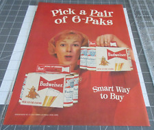 1959 Budweiser Pick a Pair of 6-Packs, Smart way to Buy, Vintage Print Ad picture